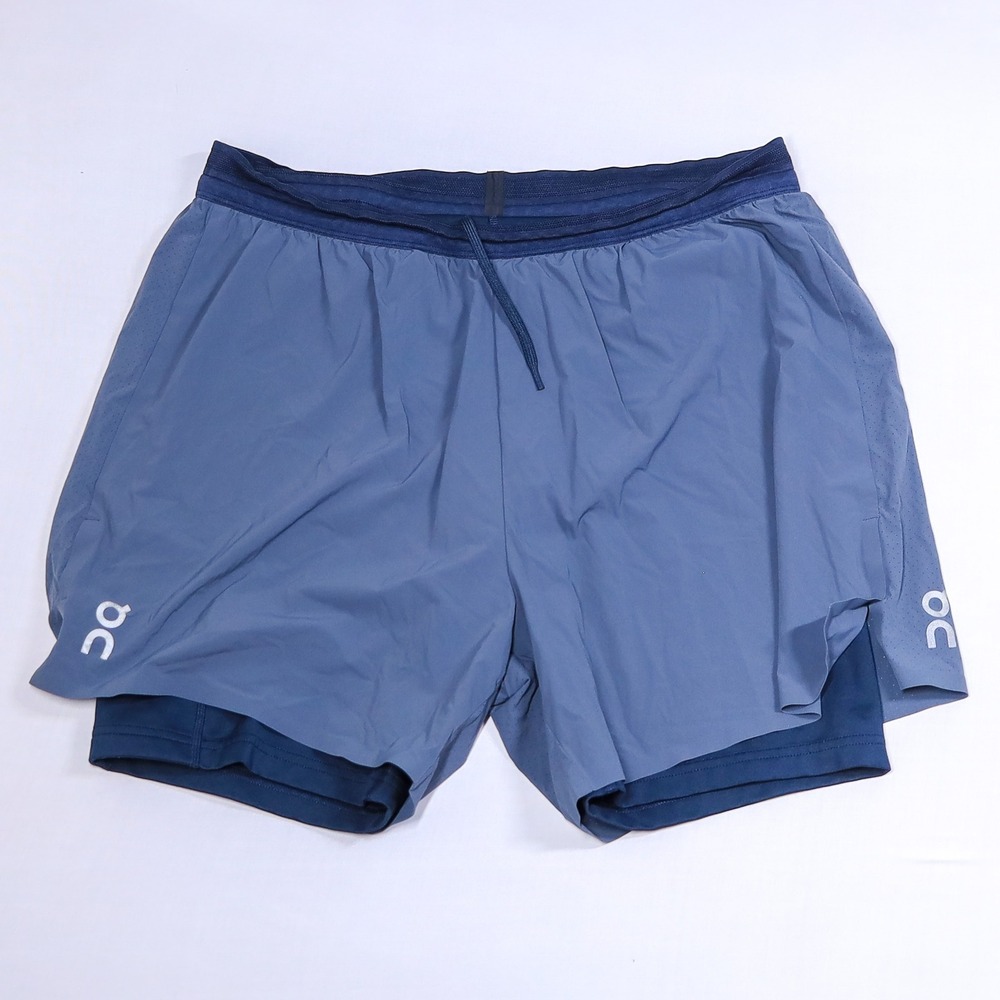 On Running 5 Inch Performance 2-in-1 Shorts Mens Large Blue Lined Active Shorts